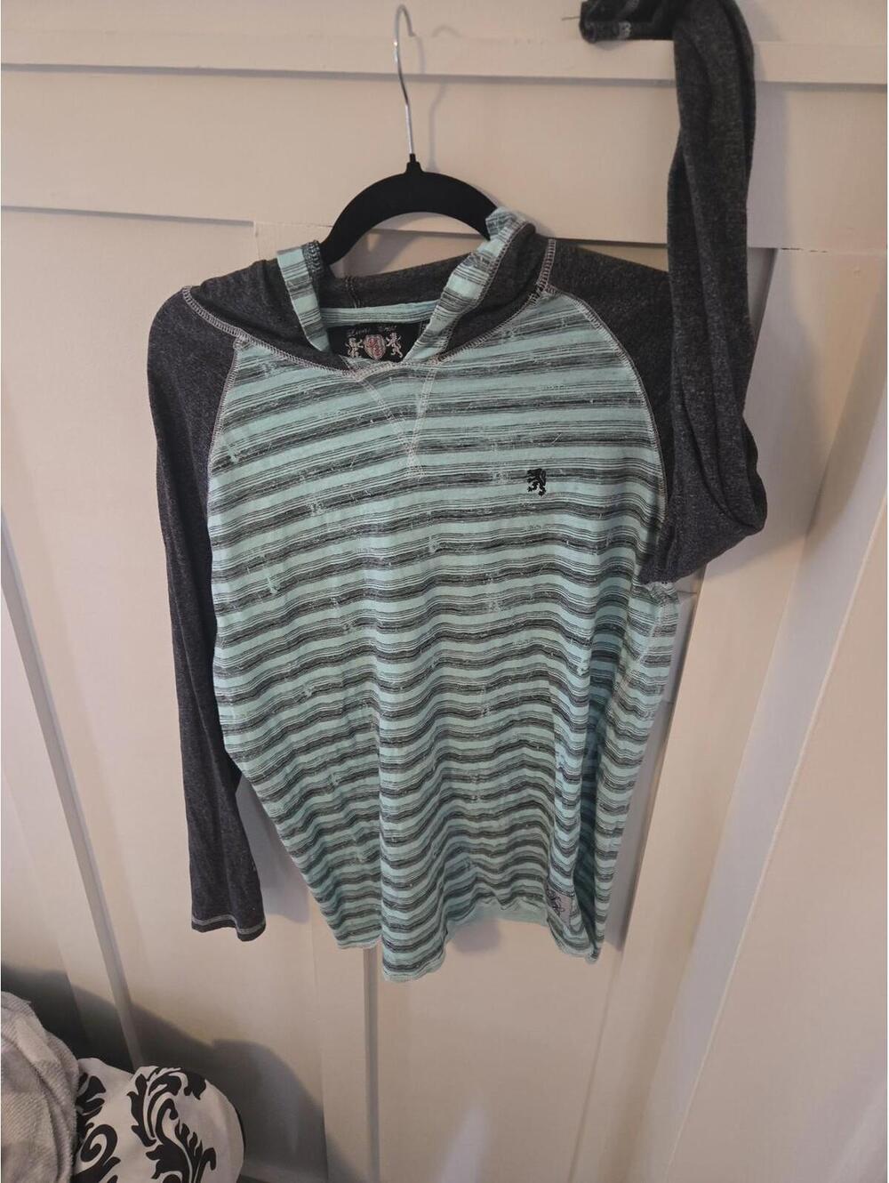 Lions Crest Mens Striped Raglan Hoodie Size Medium